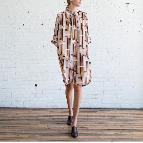 Rachel Comey Upland Dress 100% Silk Rainbow Print Tunic Shirt Dress Size 2 EUC - Picture 13 of 16